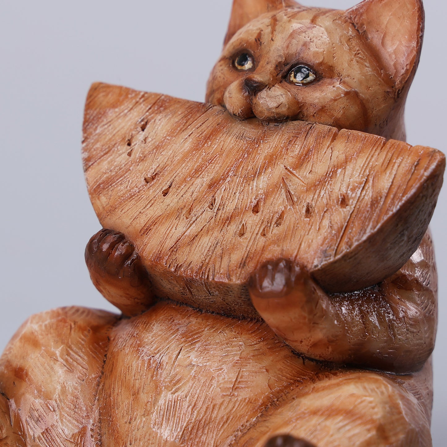 H2406 スイカを食う猫 木彫りの猫9.0 JXK Studio出品
