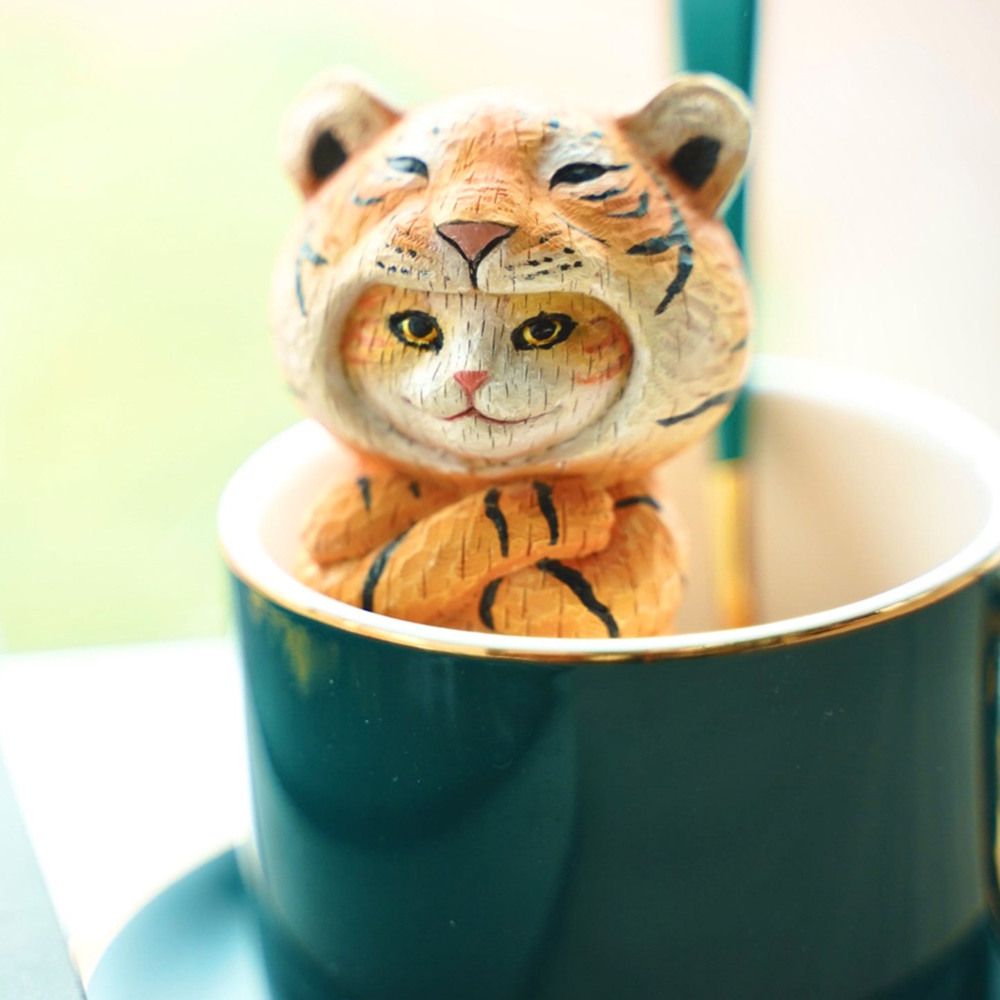 H2201 虎の皮を被った猫 木彫り猫1.0 JXK Studio 出品