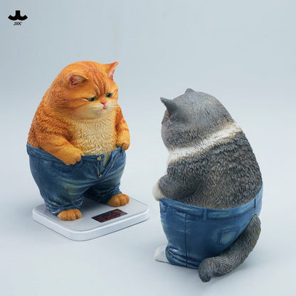 JXK345 ぽっちゃりパンツ猫 樹脂フィギュア（体重計付き・全2種）