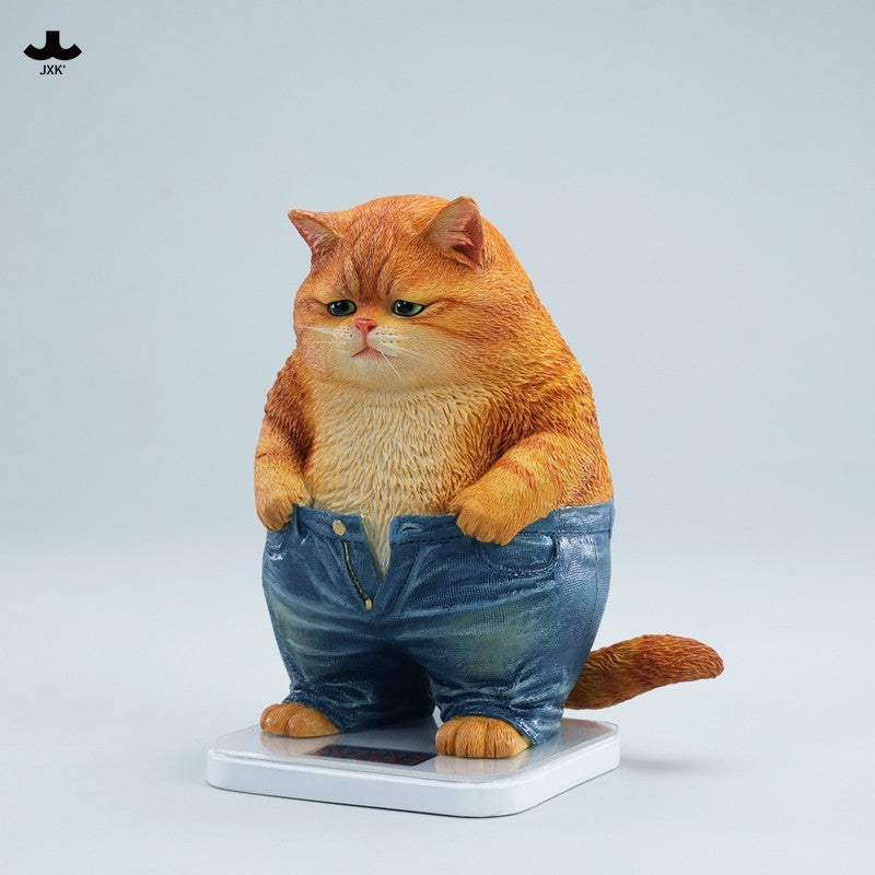 JXK345 ぽっちゃりパンツ猫 樹脂フィギュア（体重計付き・全2種）