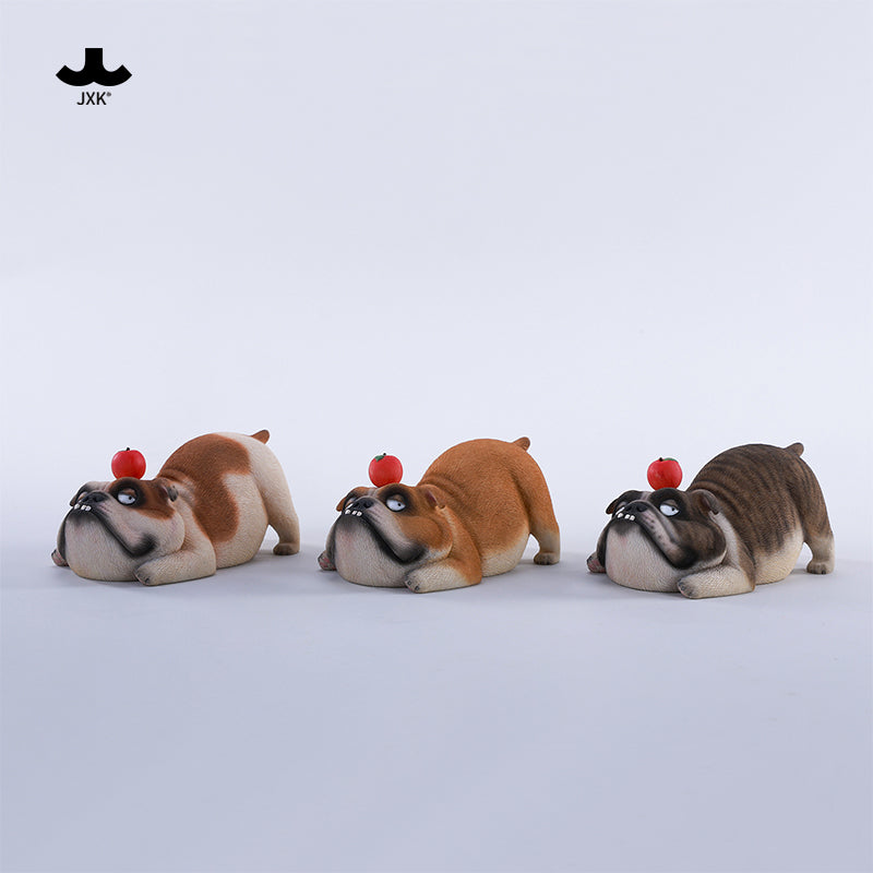 JXK290 ブル2.0 犬の樹脂フィギュア（リンゴ付き・全3種）