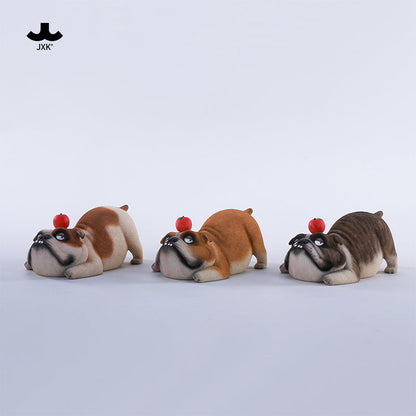 JXK290 ブル2.0 犬の樹脂フィギュア（リンゴ付き・全3種）
