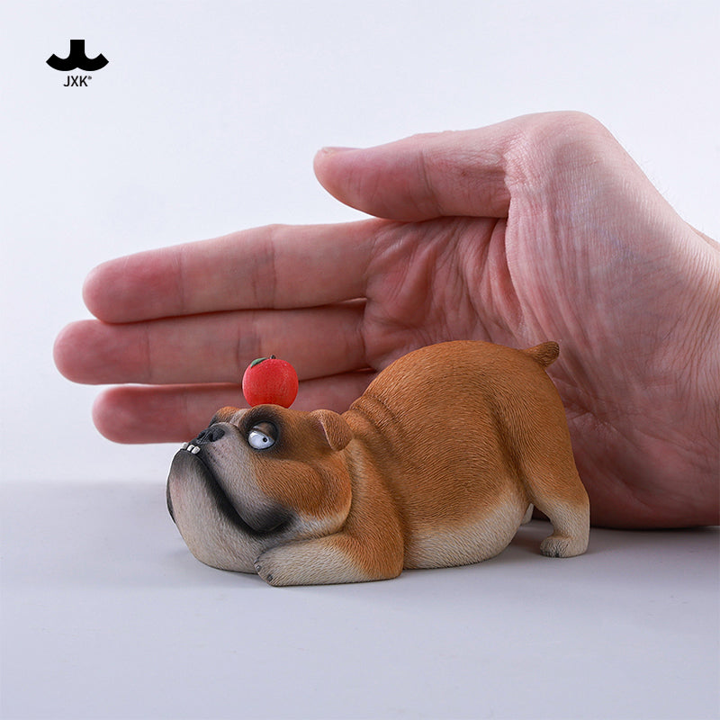 JXK290 ブル2.0 犬の樹脂フィギュア（リンゴ付き・全3種）