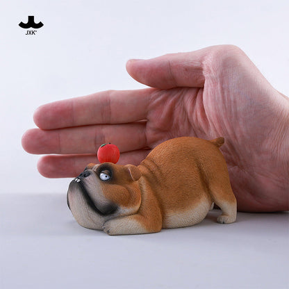JXK290 ブル2.0 犬の樹脂フィギュア（リンゴ付き・全3種）