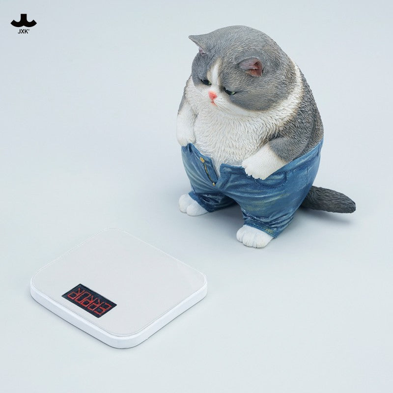 JXK345 ぽっちゃりパンツ猫 樹脂フィギュア（体重計付き・全2種）