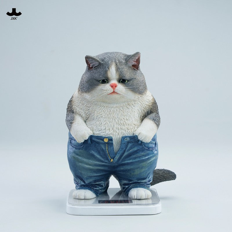 JXK345 ぽっちゃりパンツ猫 樹脂フィギュア（体重計付き・全2種）