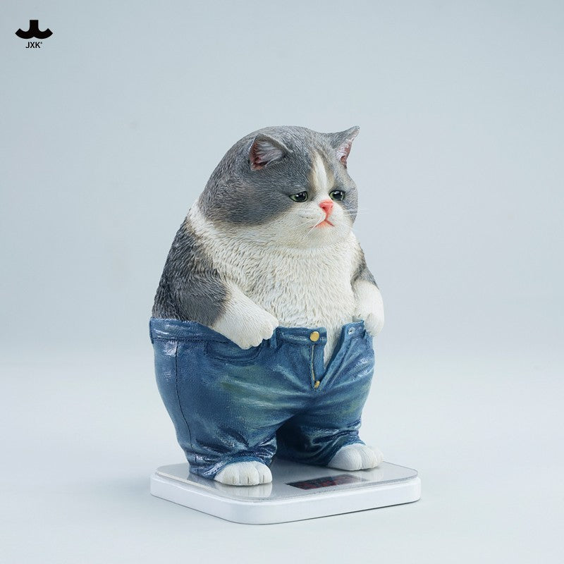 JXK345 ぽっちゃりパンツ猫 樹脂フィギュア（体重計付き・全2種）