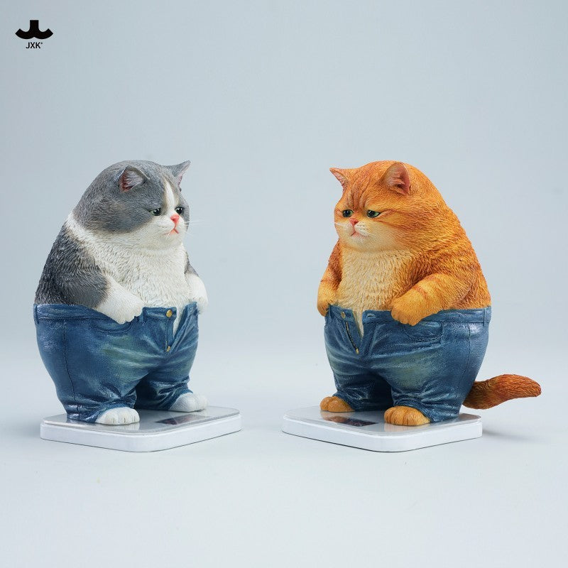 JXK345 ぽっちゃりパンツ猫 樹脂フィギュア（体重計付き・全2種）
