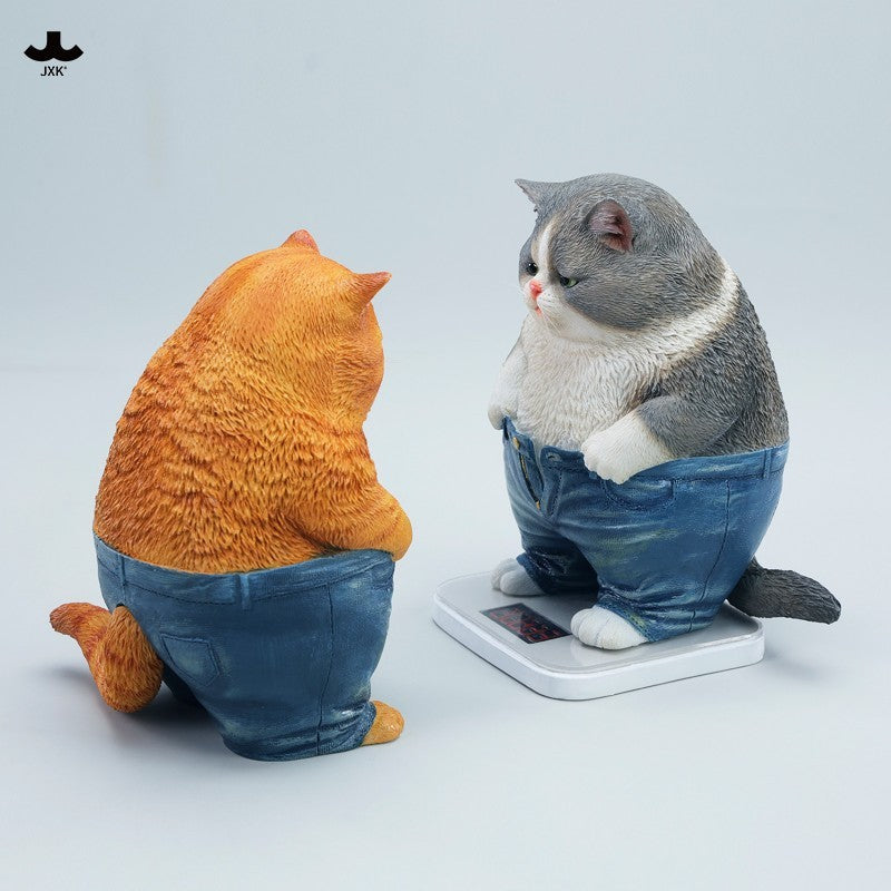 JXK345 ぽっちゃりパンツ猫 樹脂フィギュア（体重計付き・全2種）