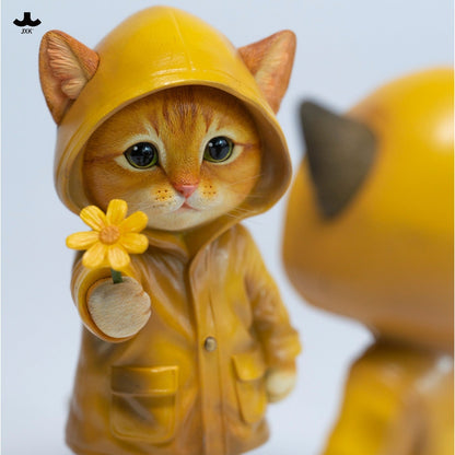 JXK380 雨の中の子猫 樹脂フィギュア