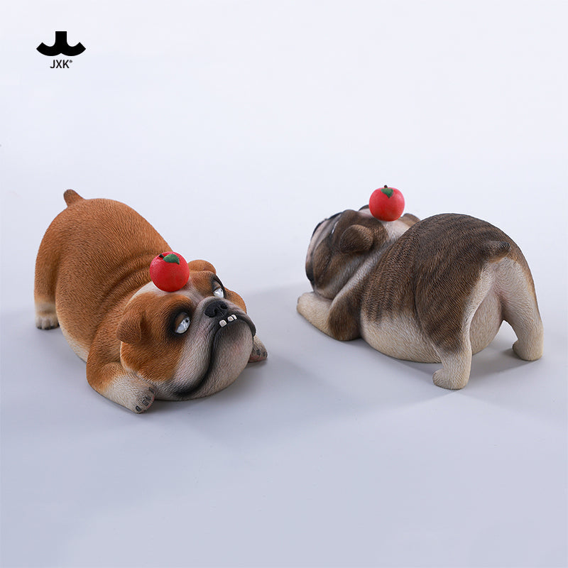 JXK290 ブル2.0 犬の樹脂フィギュア（リンゴ付き・全3種）