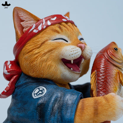 JXK368 鯛を抱えた猫ボス 樹脂フィギュア（台座付き・全2種） 商品画像