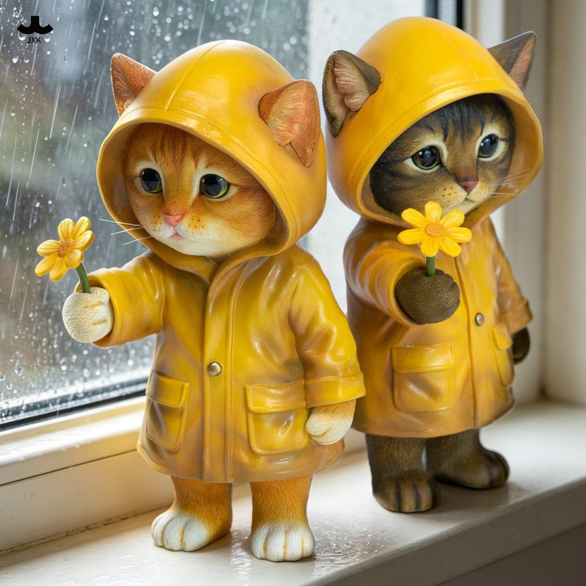 JXK380 雨の中の子猫 樹脂フィギュア