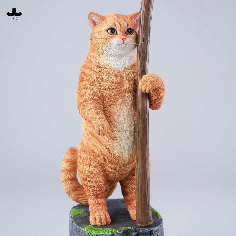 JXK342 すずらんと猫の樹脂フィギュアランプ（LEDライト付き）