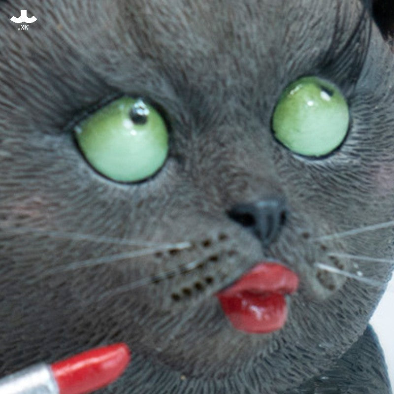 JXK333 おしゃれ猫 樹脂フィギュア（手鏡付き）