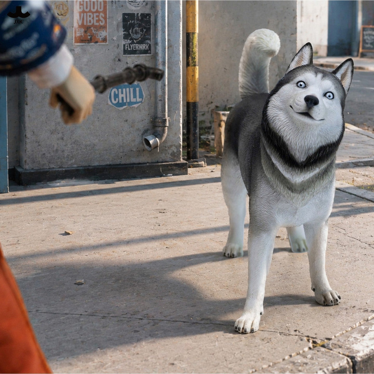 JXK381 ハスキー隊長 樹脂製犬フィギュア