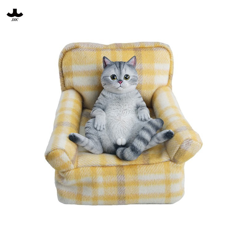 JXK350 ソファでくつろぐ猫 樹脂・布製フィギュア（全3種）