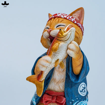 JXK368 鯛を抱えた猫ボス 樹脂フィギュア（台座付き・全2種） 商品画像
