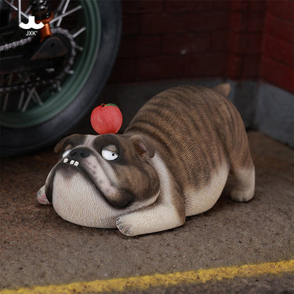 JXK290 ブル2.0 犬の樹脂フィギュア（リンゴ付き・全3種）