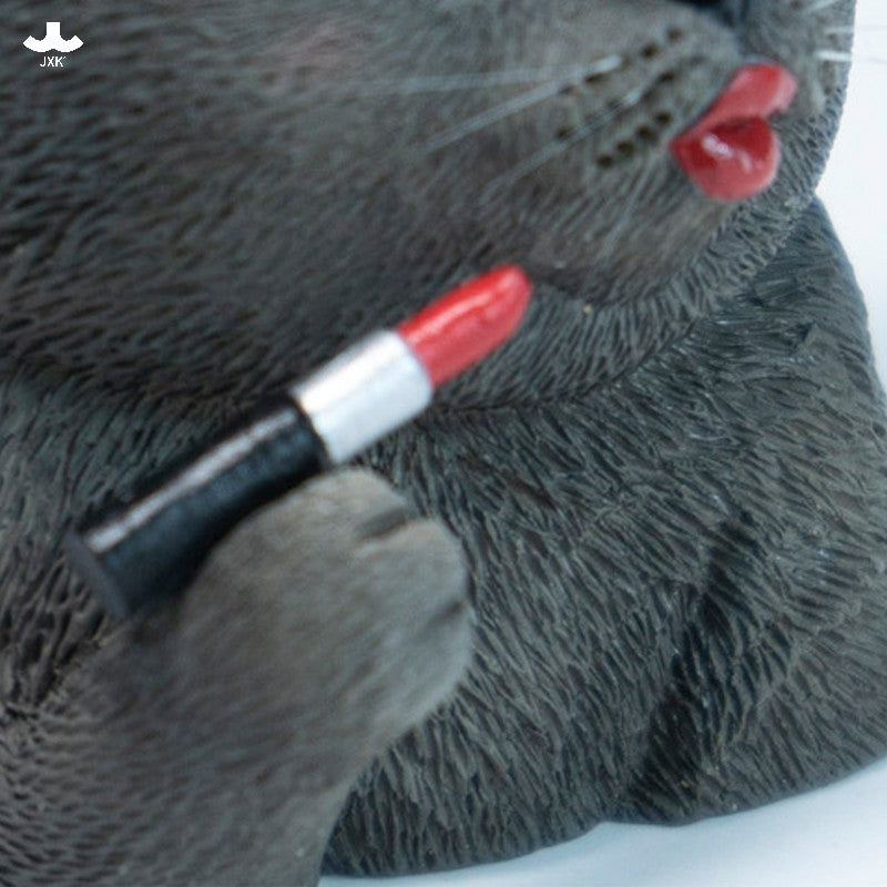 JXK333 おしゃれ猫 樹脂フィギュア（手鏡付き）