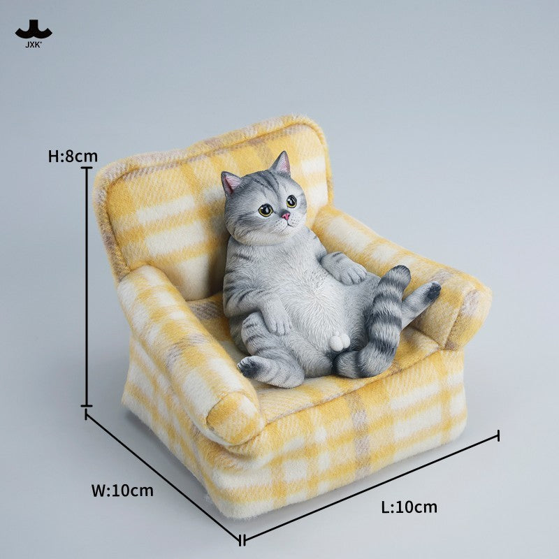 JXK350 ソファでくつろぐ猫 樹脂・布製フィギュア（全3種）