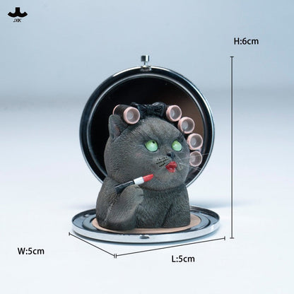 JXK333 おしゃれ猫 樹脂フィギュア（手鏡付き）