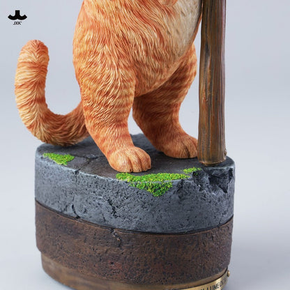 JXK342 すずらんと猫の樹脂フィギュアランプ（LEDライト付き）