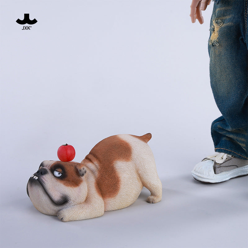 JXK290 ブル2.0 犬の樹脂フィギュア（リンゴ付き・全3種）