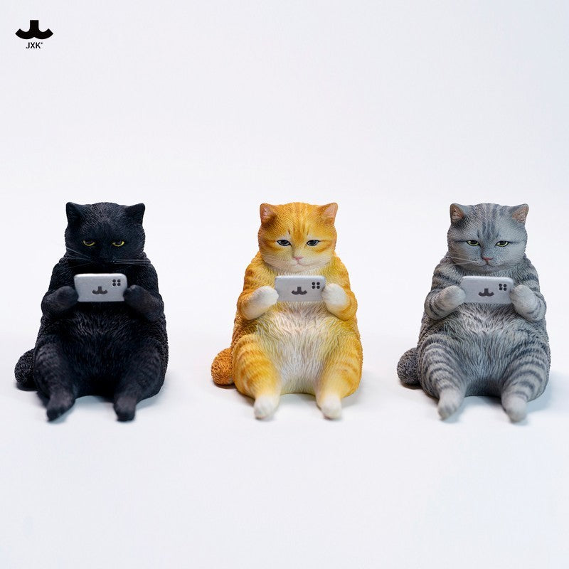 JXK354 ネットに夢中な猫 樹脂フィギュア（全3種） 商品画像