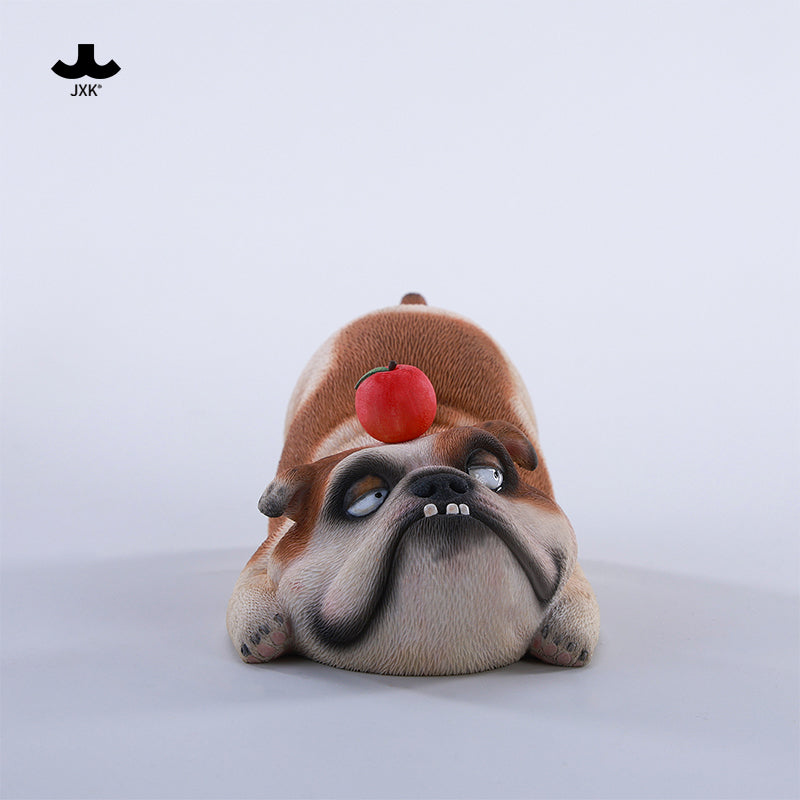 JXK290 ブル2.0 犬の樹脂フィギュア（リンゴ付き・全3種）