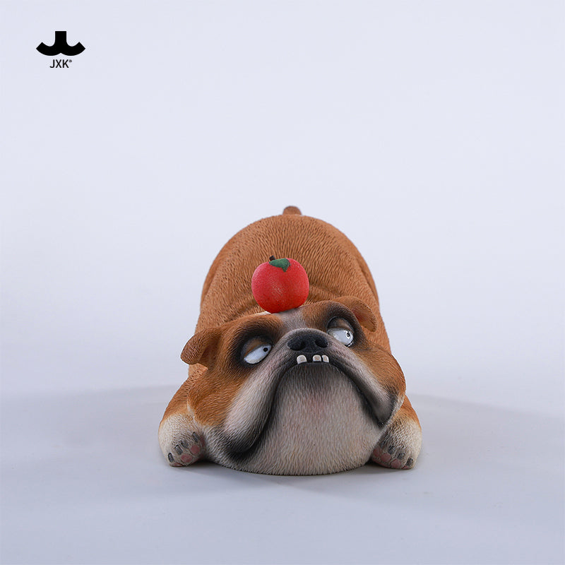 JXK290 ブル2.0 犬の樹脂フィギュア（リンゴ付き・全3種）