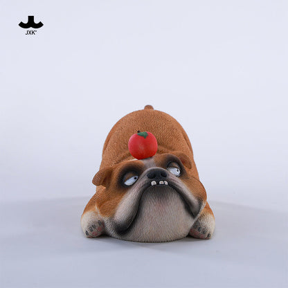JXK290 ブル2.0 犬の樹脂フィギュア（リンゴ付き・全3種）
