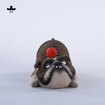 JXK290 ブル2.0 犬の樹脂フィギュア（リンゴ付き・全3種）