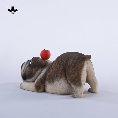JXK290 ブル2.0 犬の樹脂フィギュア（リンゴ付き・全3種）