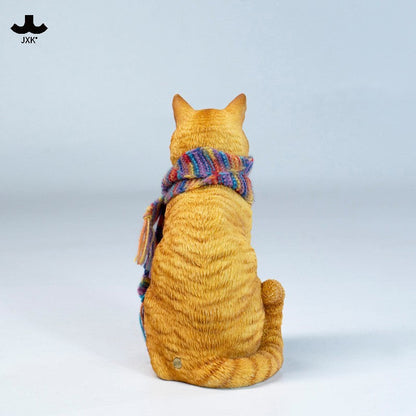 JXK328 スカーフを巻いた旅猫 樹脂フィギュア
