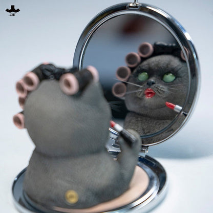 JXK333 おしゃれ猫 樹脂フィギュア（手鏡付き）