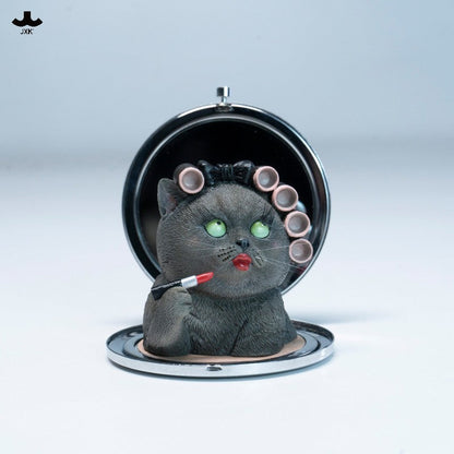 JXK333 おしゃれ猫 樹脂フィギュア（手鏡付き）