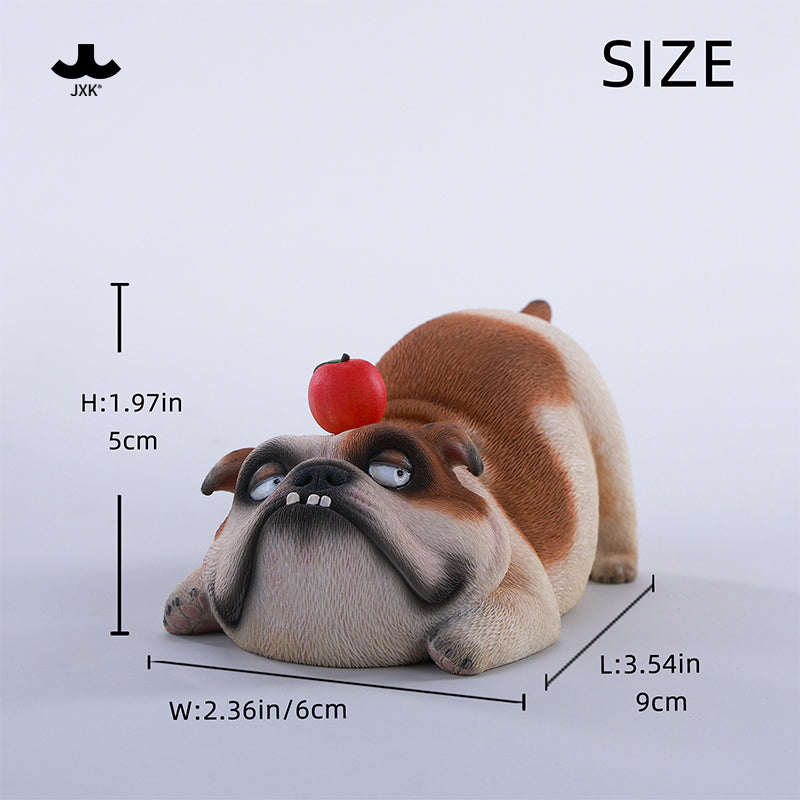 JXK290 ブル2.0 犬の樹脂フィギュア（リンゴ付き・全3種）