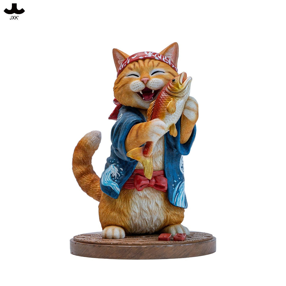 JXK368 鯛を抱えた猫ボス 樹脂フィギュア（台座付き・全2種） 商品画像