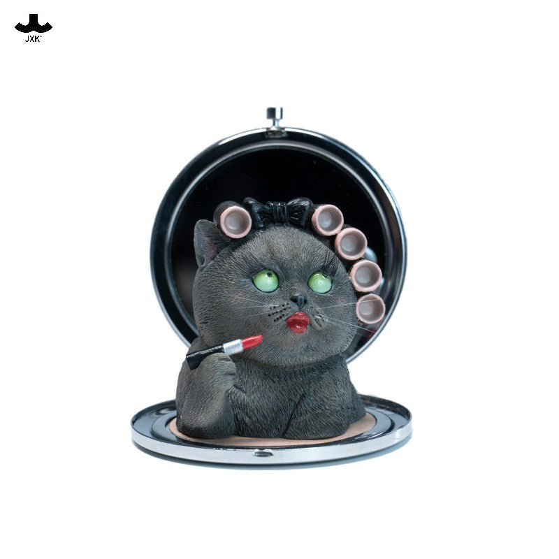 JXK333 おしゃれ猫 樹脂フィギュア（手鏡付き）