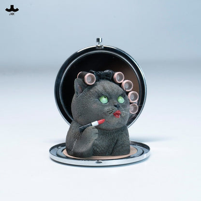 JXK333 おしゃれ猫 樹脂フィギュア（手鏡付き）